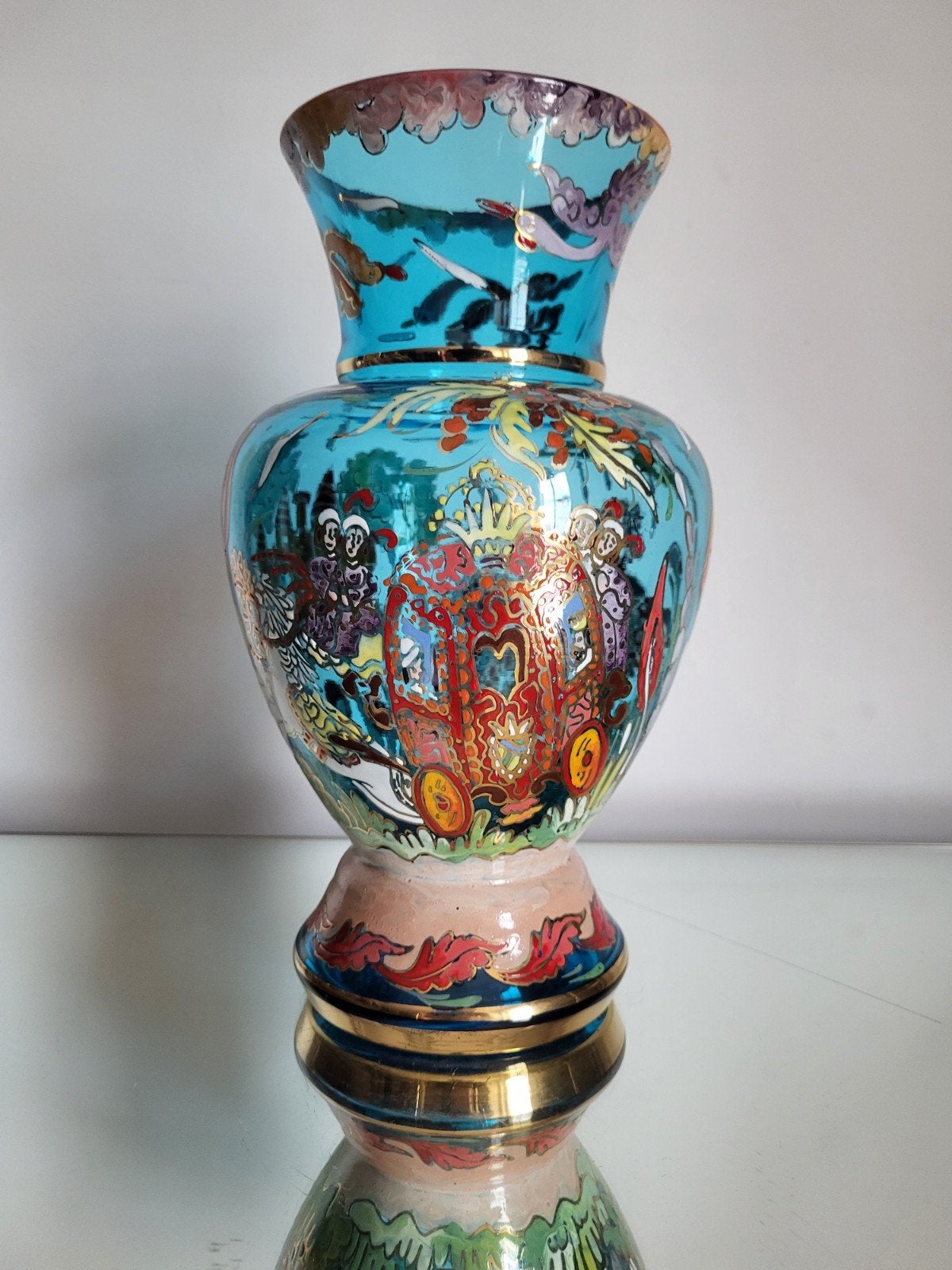 venetiaans glaswerk vaas emaille, Antiek en Kunst, Ophalen of Verzenden