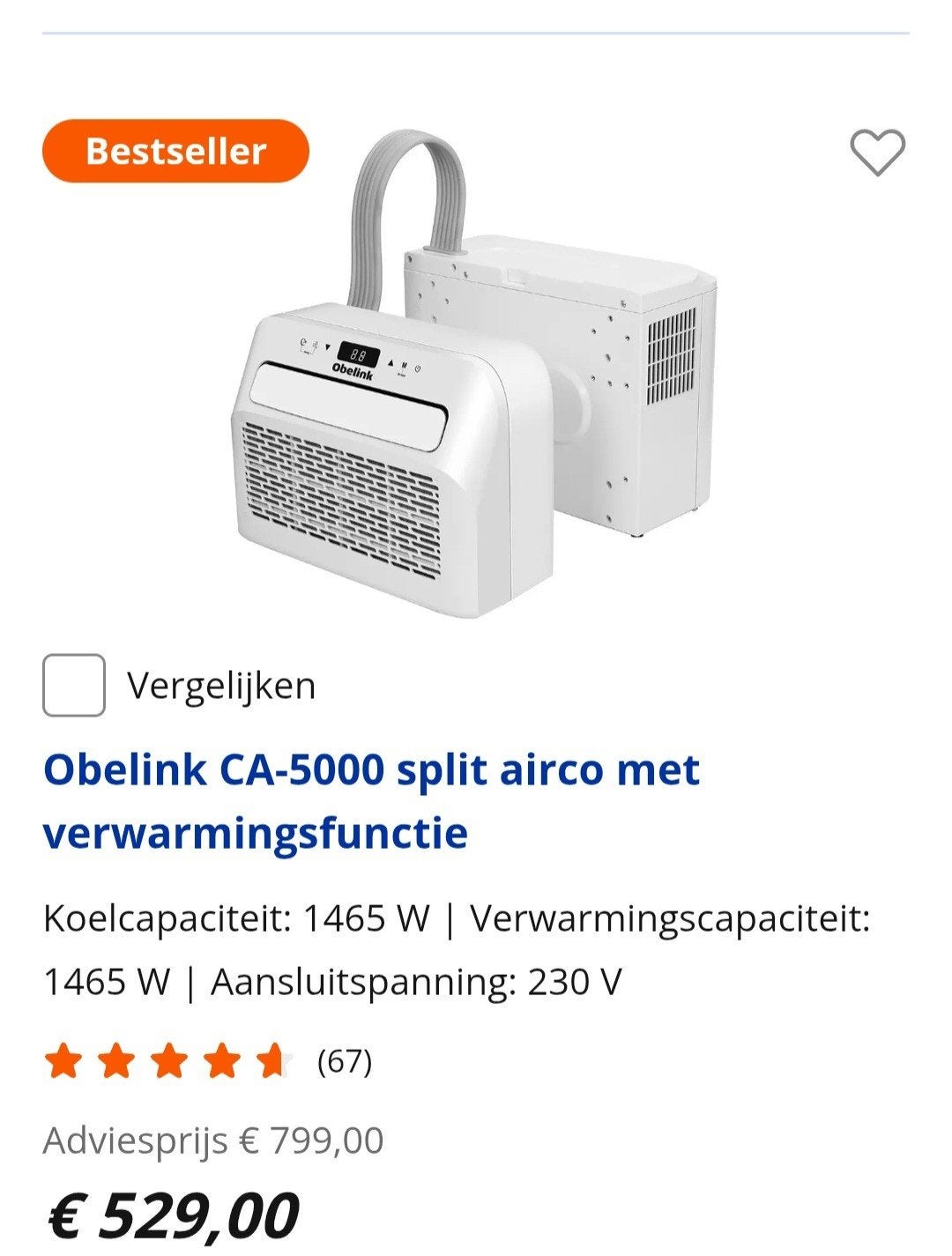Airco nog geen jaar oud werkt perfect voor caravan of camper, Enlèvement, Chauffage