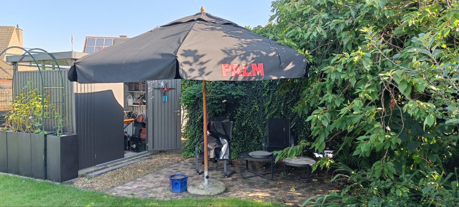 Parasol van Palm, Tuin en Terras, Ophalen, Zo goed als nieuw, 3 tot 4 meter, Stokparasol