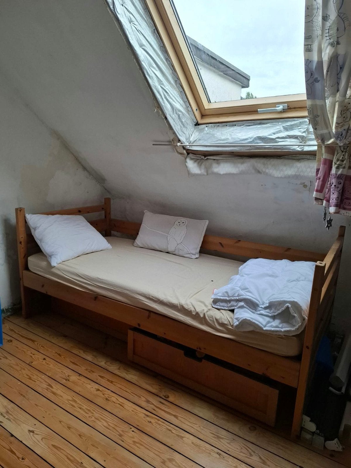 Lit 90x200 avec 2 tiroirs, 90 cm, Beige, Une personne, Enlèvement
