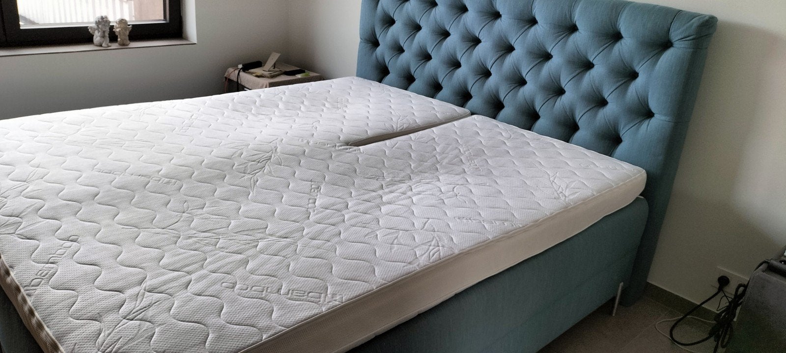 boxspring electrisch, Huis en Inrichting, Slaapkamer | Boxsprings, Ophalen, Blauw, 210 cm, Tweepersoons
