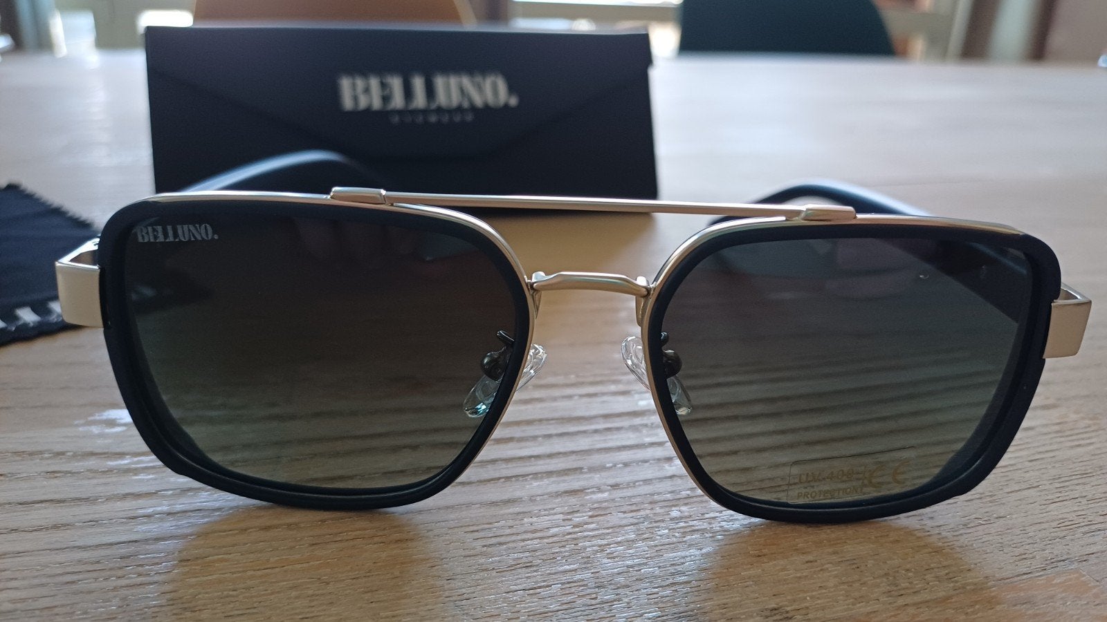 Lunettes de soleil Belluno Como bleu mat/argent pour homme, Neuf, Autres marques, Enlèvement ou Envoi, Lunettes de soleil