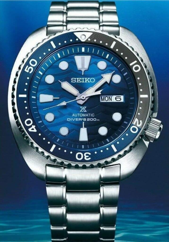 Échange Seiko Turtle Save the Océan SRPD21K1, Handtassen en Accessoires, Horloges | Kinderen, Zo goed als nieuw, Jongen, Blauw