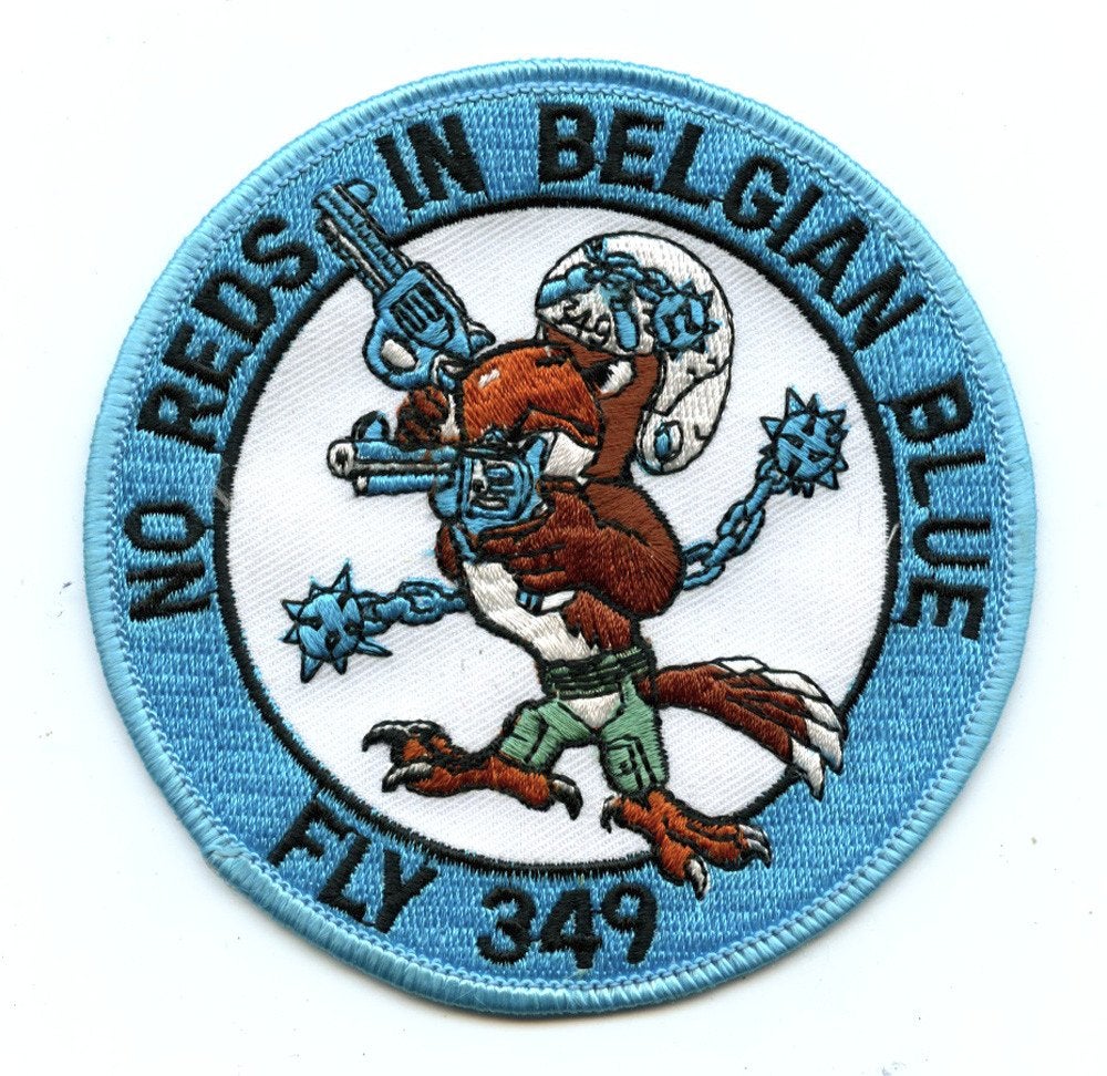 BAF luchtmacht patch 349 sqn blue F-16AM Kleine Brogel, Verzenden, Luchtmacht, Embleem of Badge