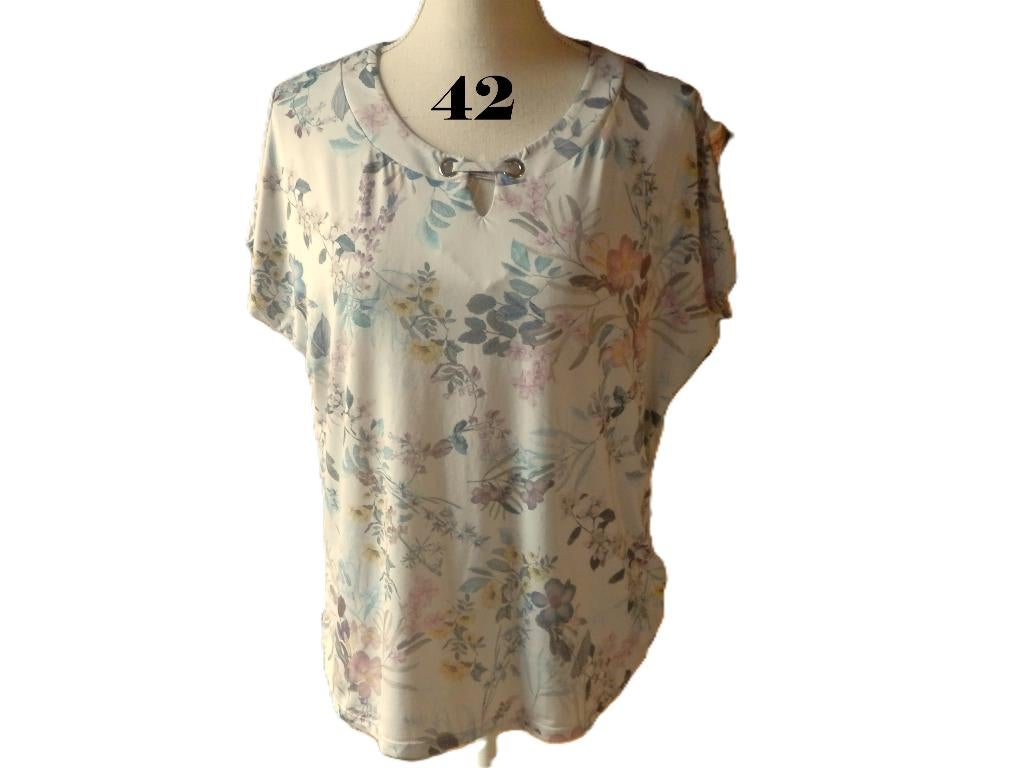 (179)- blouse femme t.42 rose grise - armand thiery -, Vêtements | Femmes, Taille 42/44 (L), Enlèvement ou Envoi, Rose, Comme neuf