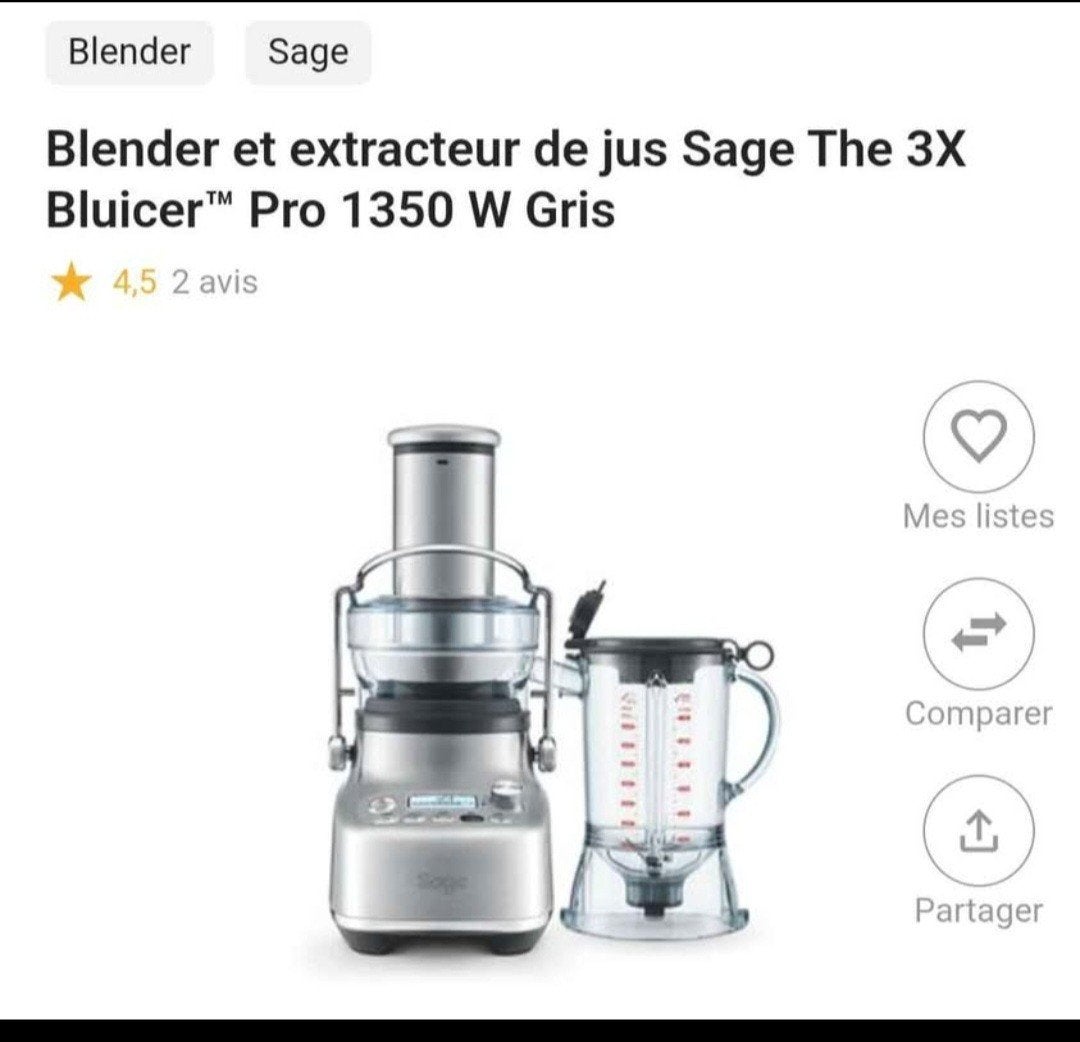Extracteur de jus et Blender Sage NEUF, Enlèvement