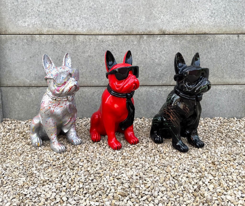 Tuinbeeld Franse Bulldog met bril 60cm / Laatste stuks !!!, Tuin en Terras, Tuinbeelden, Ophalen, Nieuw, Kunststof, Dierenbeeld