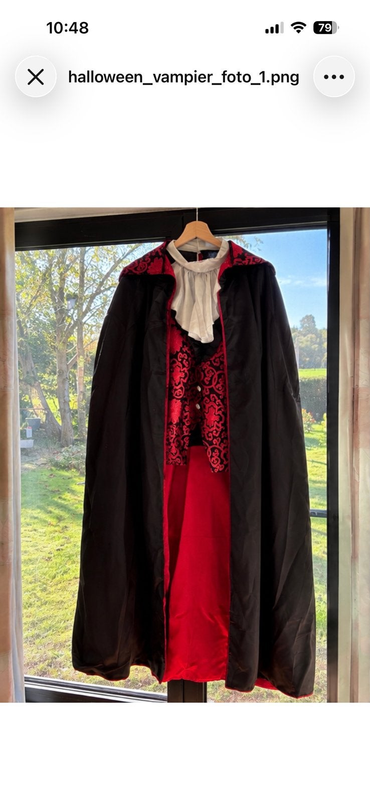 Halloween vampierkostuum – Dracula met cape – Zwart/rood, Ophalen, Zo goed als nieuw