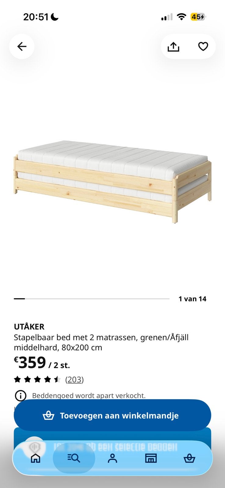 Stapelbaar bed, Ophalen, 90 cm, Eenpersoons, Zo goed als nieuw
