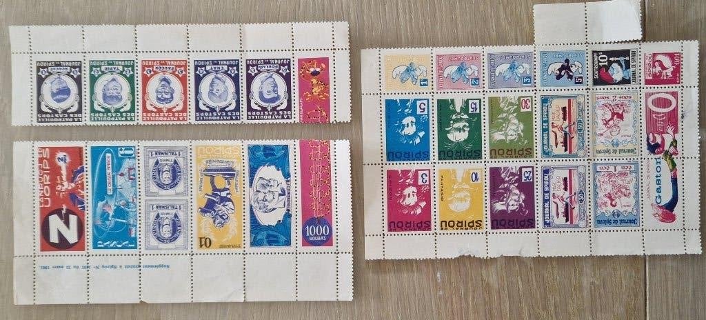 30 faux timbres Spirou -supplément au Spirou du 29 juin 1961, Enlèvement ou Envoi, Gaston ou Spirou, Comme neuf, Image, Affiche ou Autocollant