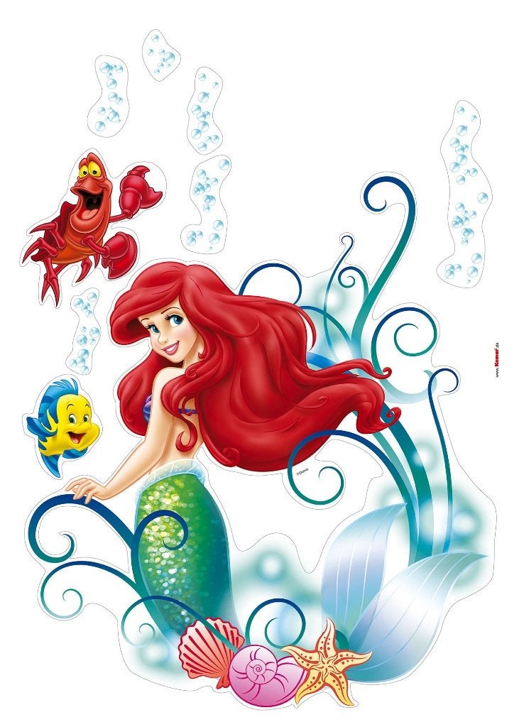 Disney Princess Ariel Kleine Zeemeermin Muurstickers 50x70, Verzenden, Nieuw, Wanddecoratie, Meerkleurig