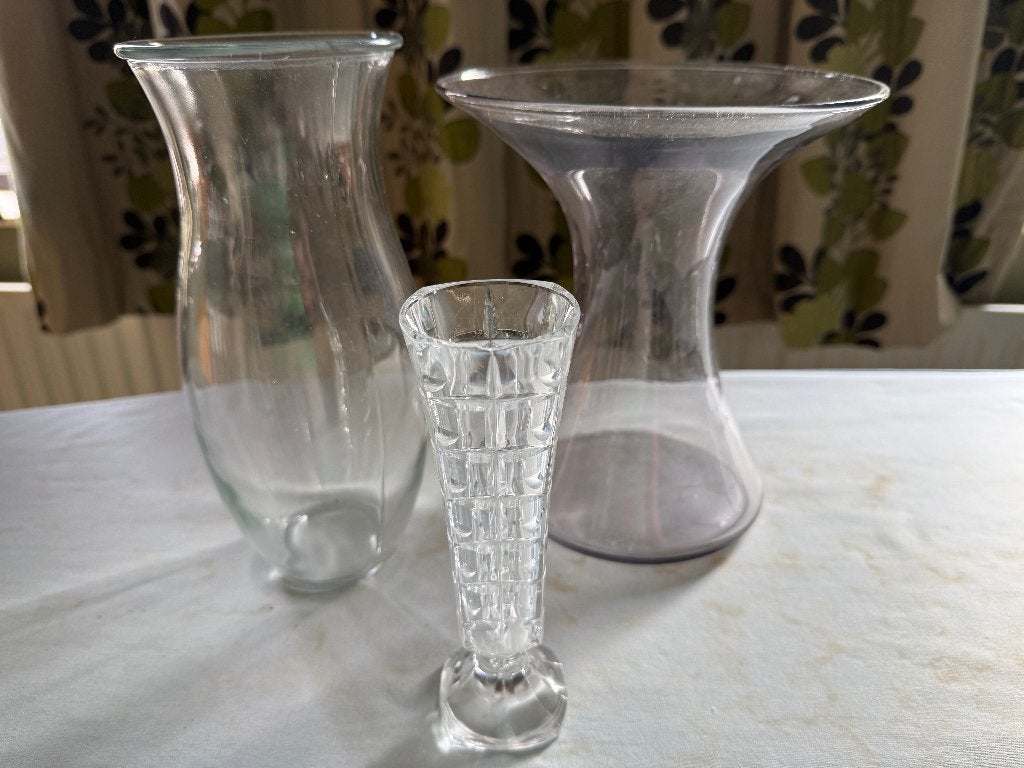 3 vases : également vendus séparément, Maison & Meubles, Transparent, Comme neuf, Verre, Enlèvement