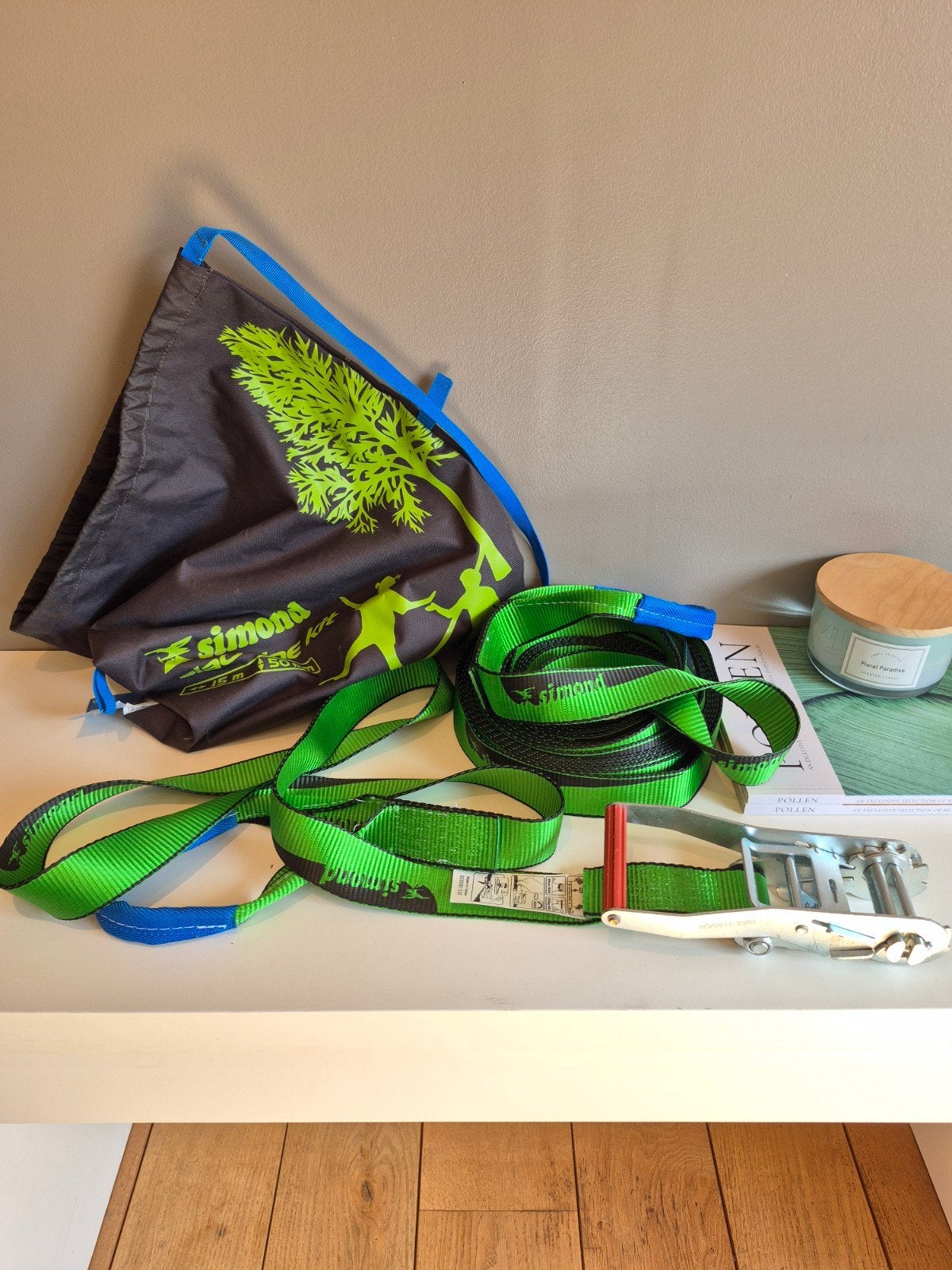 Kit Slackline Simond 15 mètres (15mm) - sangle funambule, Enlèvement ou Envoi