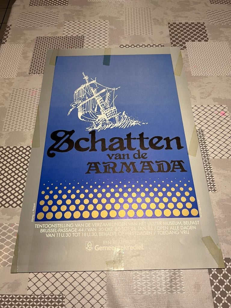 Vintage Poster Schatten van de Armada, Verzamelen, Deurposter of groter, Ophalen of Verzenden, Reclame, Rechthoekig Staand