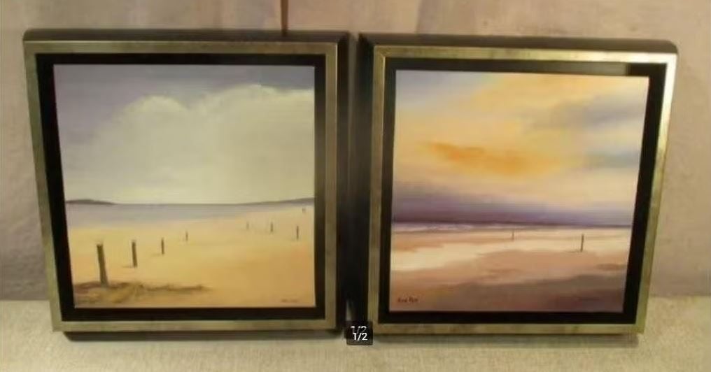 2 nouvelles œuvres d'art « Sur la plage »  Hans Paus - 25x25, Maison & Meubles, Accessoires pour la Maison | Peintures, Dessins & Photos