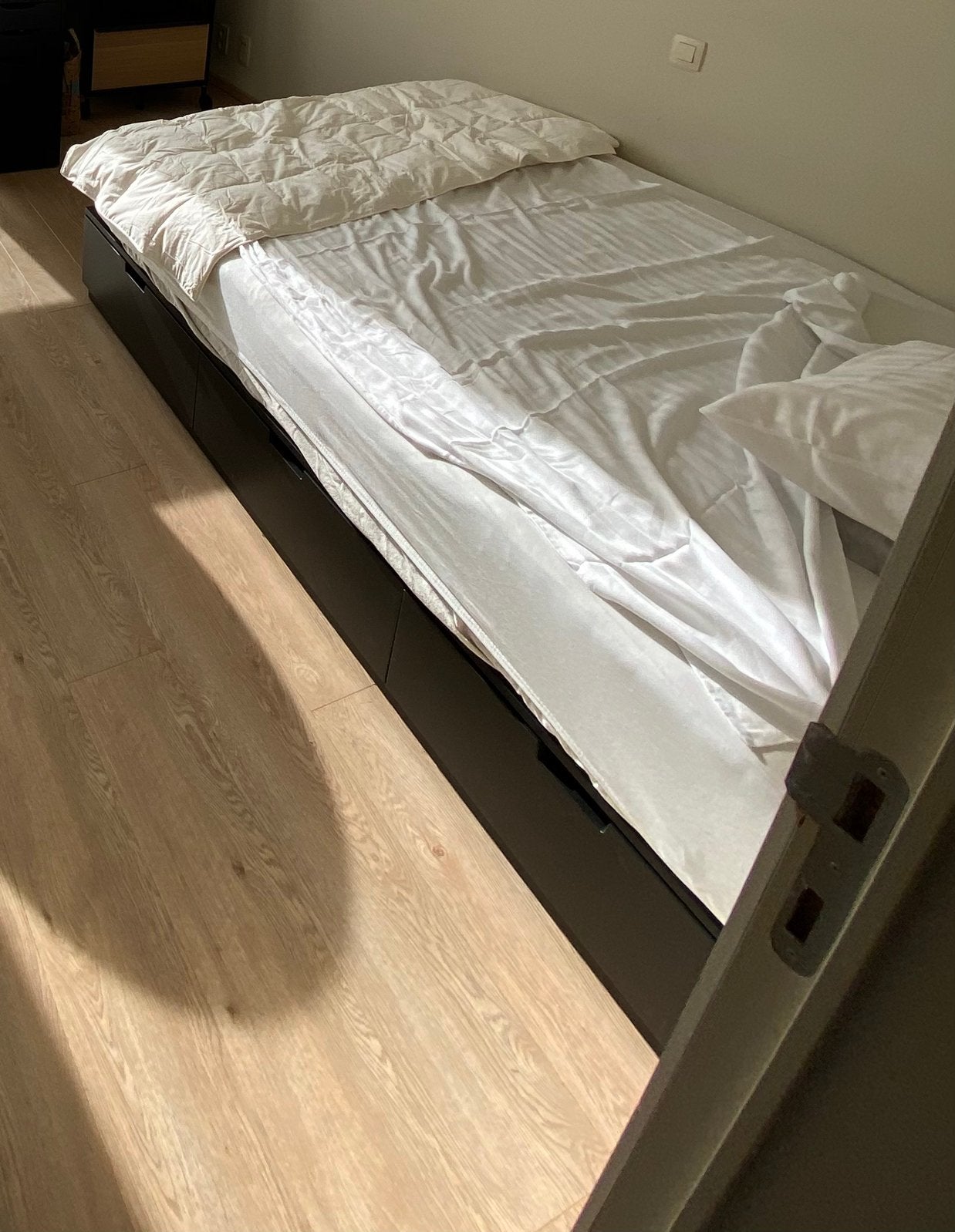 Bedframe Nordli IKEA, Ophalen, Zwart, 140 cm, Zo goed als nieuw