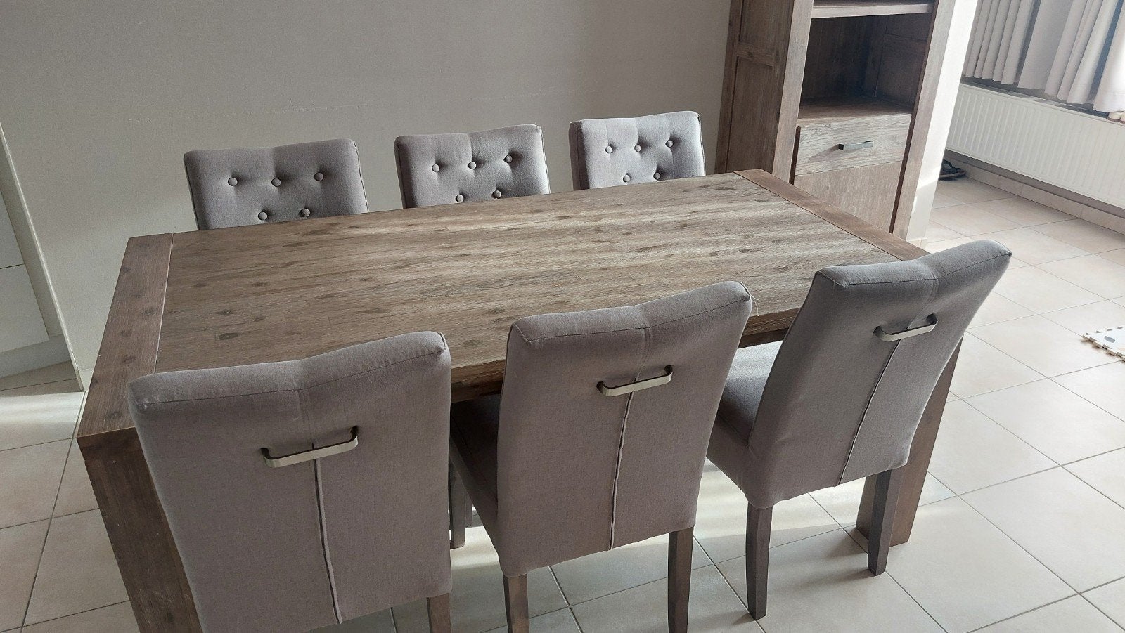 WEBA Eettafel + 6 stoelen en Boekenkast. MOET SNEL WEG!, Enlèvement, Comme neuf, 4 à 6 chaises