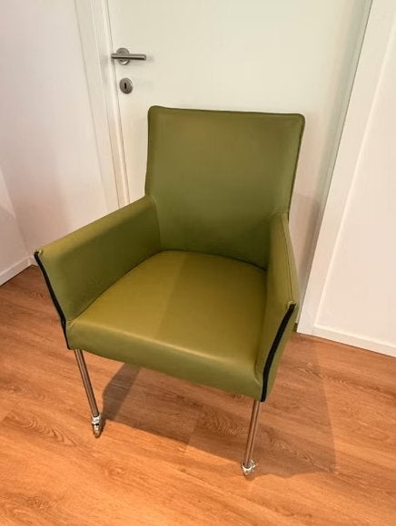 Lot de 6 chaises de salle à manger en cuir sur roulettes, Maison & Meubles, Enlèvement, Cuir