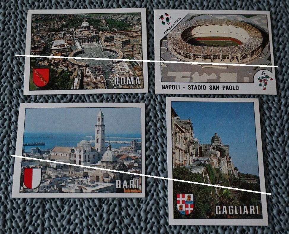 Panini Italia 90 Speelsteden Cagliari Napoli Bari Roma, Verzenden, Nieuw, Poster, Plaatje of Sticker