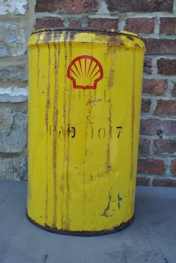 Ancien grand bidon d'huile graisse de marque SHELL PAD 1017, Collections, Marques & Objets publicitaires, Enlèvement, Utilisé