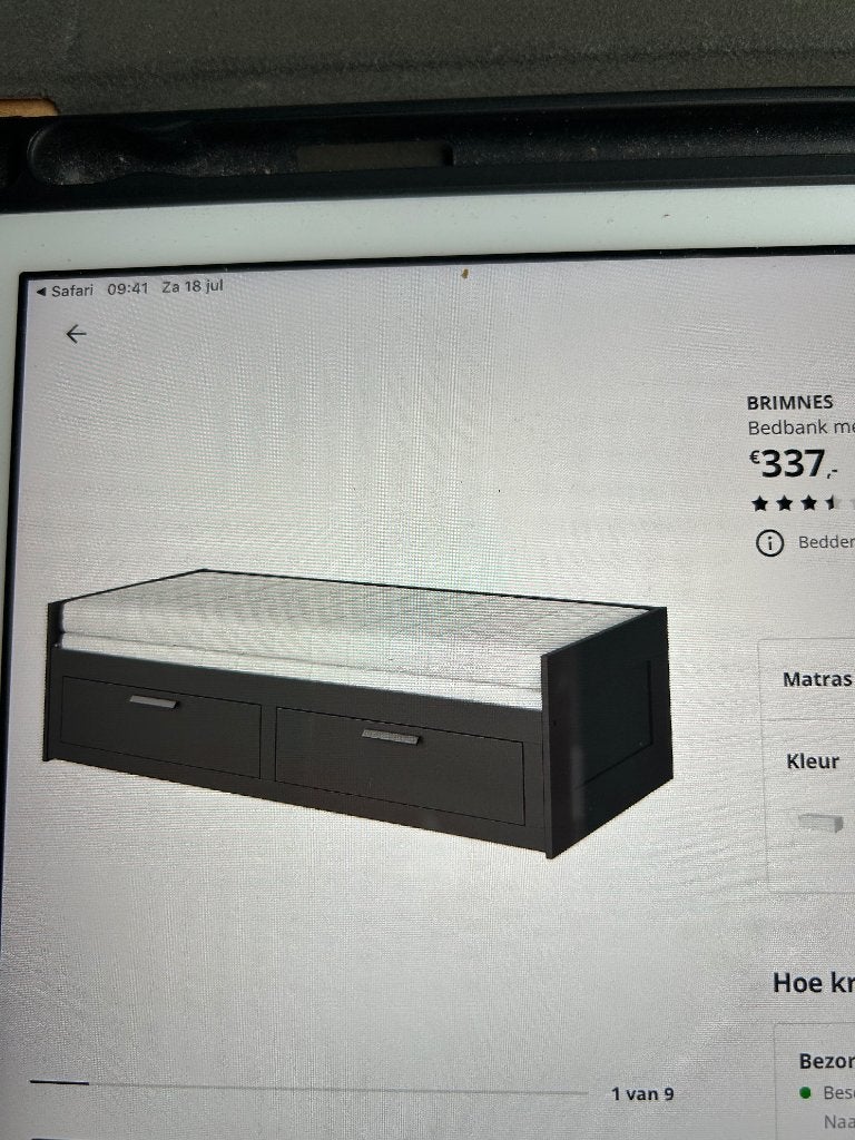 Brimnes  Ikea Bedbank, Ophalen, Tweepersoons, Zo goed als nieuw, 80 cm