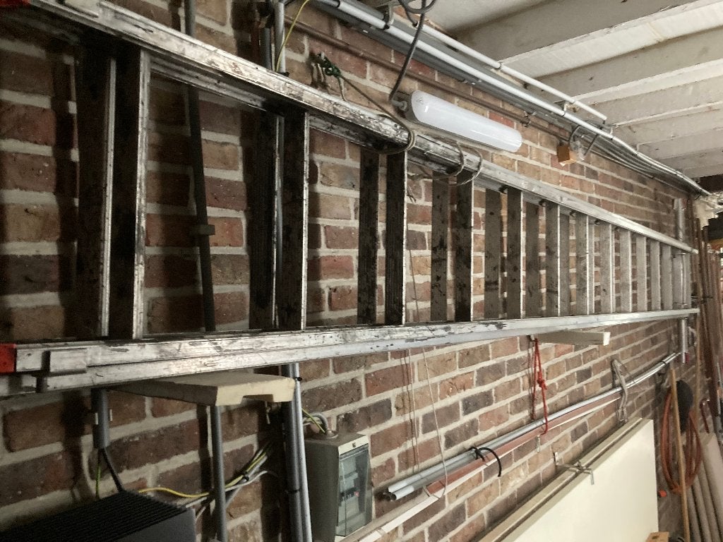 aluminium schuifladder 2 x 14, Doe-het-zelf en Bouw, Ophalen, Gebruikt, Ladder, 4 meter of meer