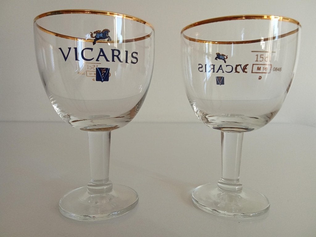 2x Vicaris bierglas/degustatieglas (15 cl) – Gouden rand, Ophalen