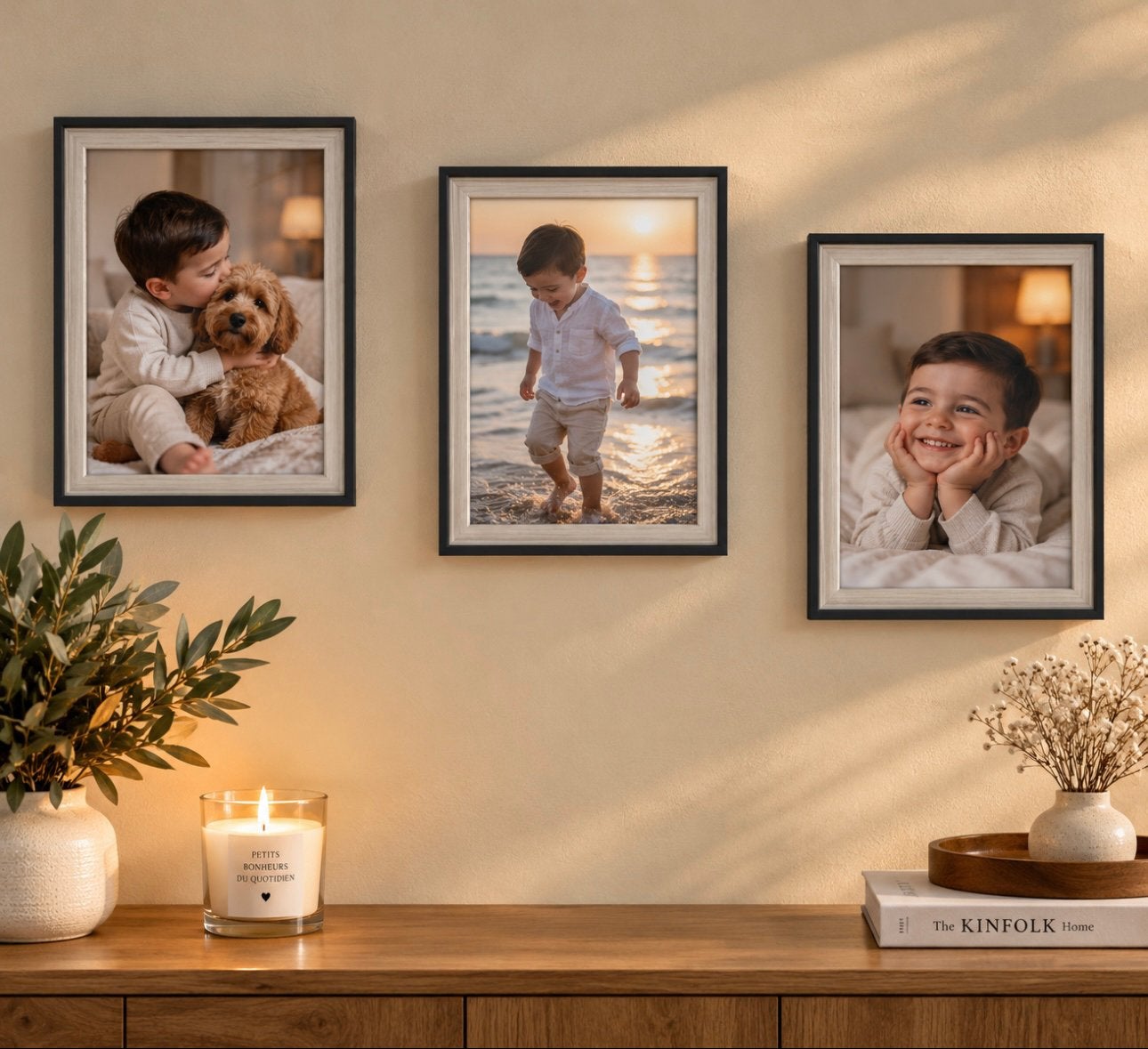 Lot de 3 cadres déco – Très belle qualité, Ophalen, Zo goed als nieuw, Hout