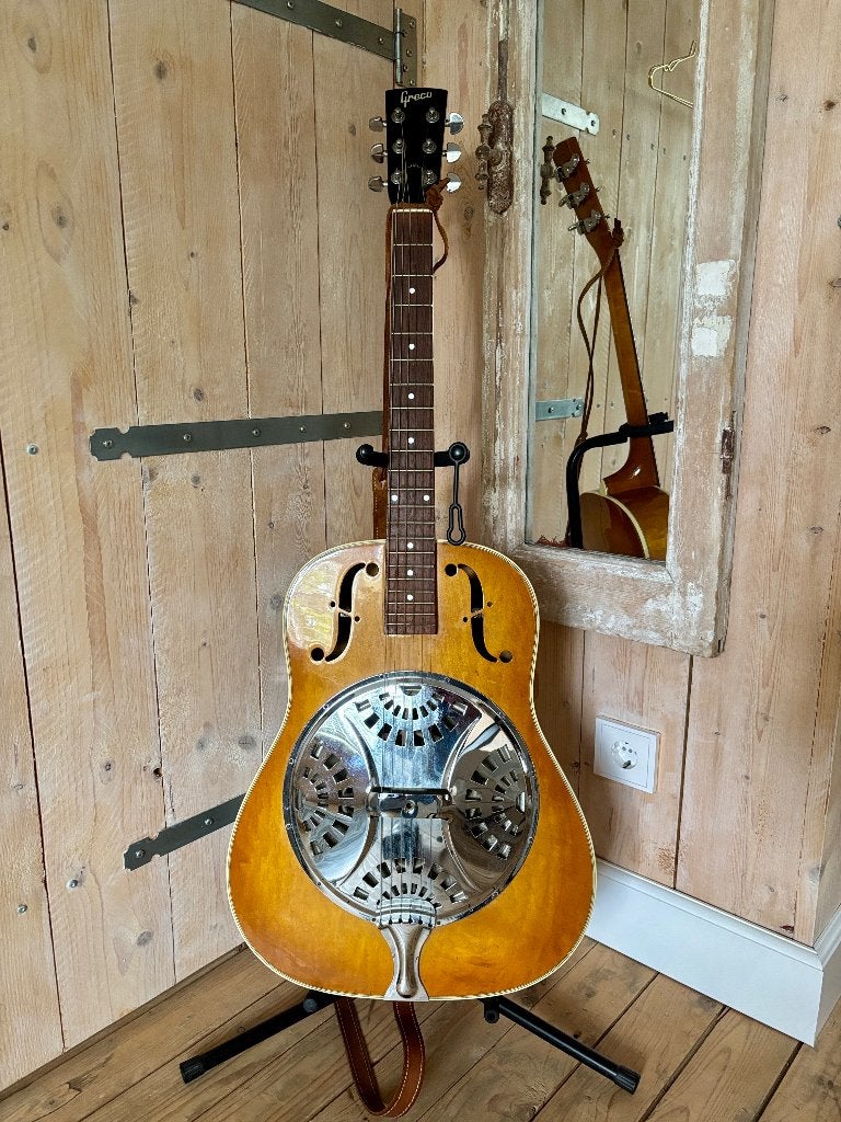 Résonateur Greco D-800 | 1989, Musique & Instruments, Enlèvement ou Envoi, Comme neuf, Résonateur ou Guitare dobro, Avec valise