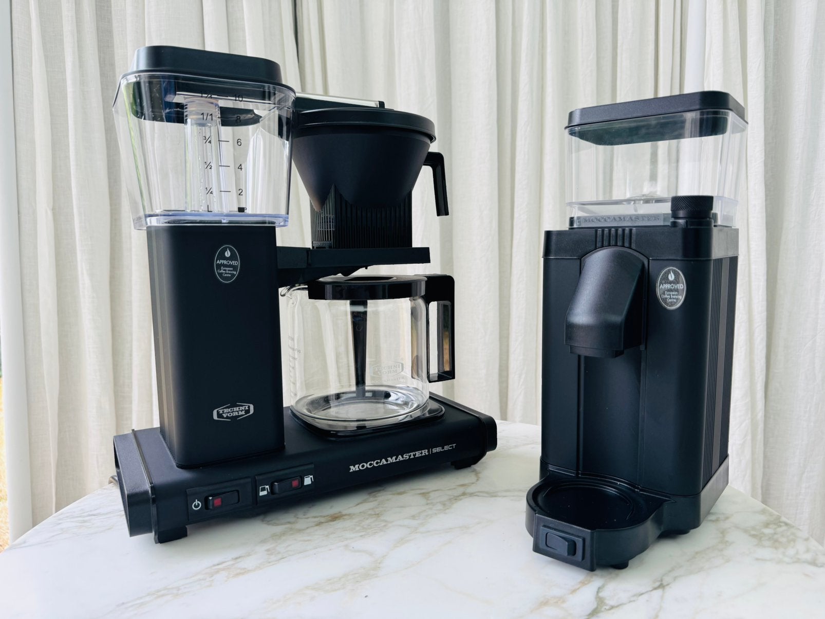 Moccamaster Select koffiezet + Grinder Burr, Elektronische apparatuur, Ophalen, Zo goed als nieuw, Koffiebonen