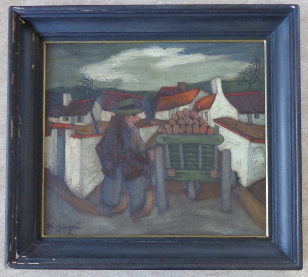 ROB DELANGE / HERFSTDRUKTE / OLIEVERF DOEK / 88x98cm / KADER, Ophalen, Doek, Gesigneerd, Olieverf
