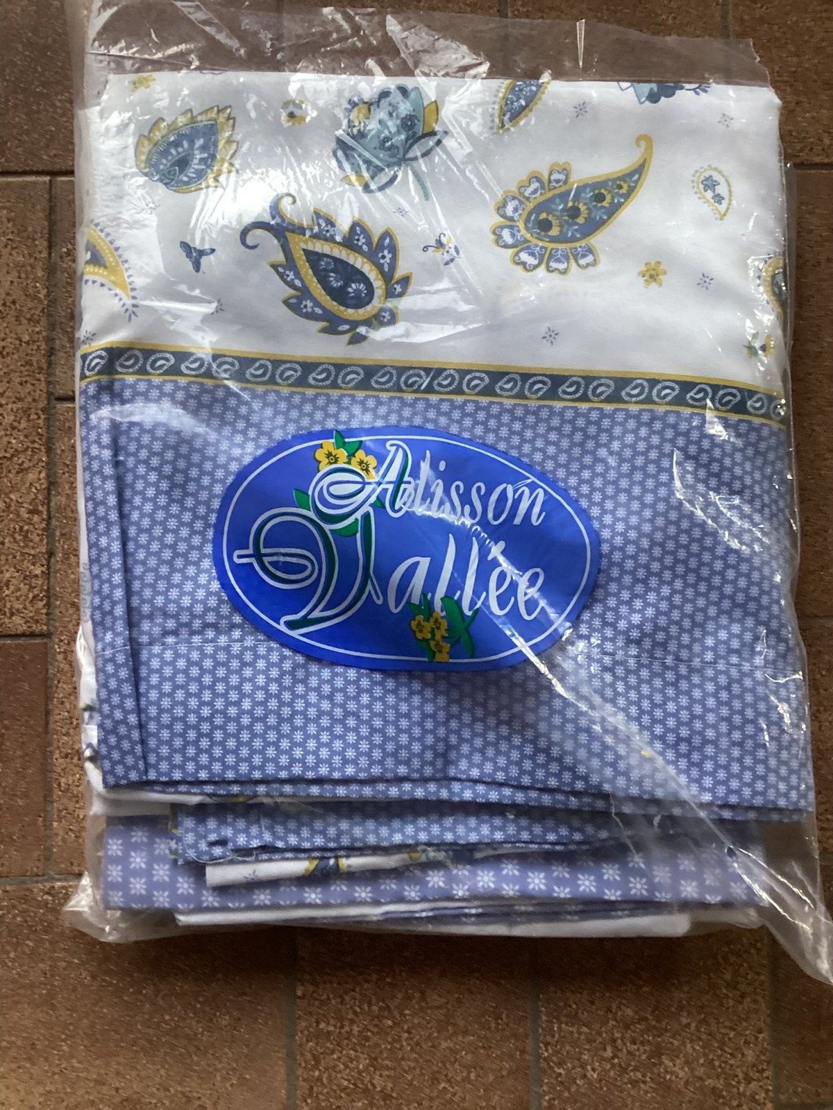 Drap blanc/bleu pour 2 personnes, 2 taies d'oreiller, Maison & Meubles, Enlèvement, Polyester, Bleu