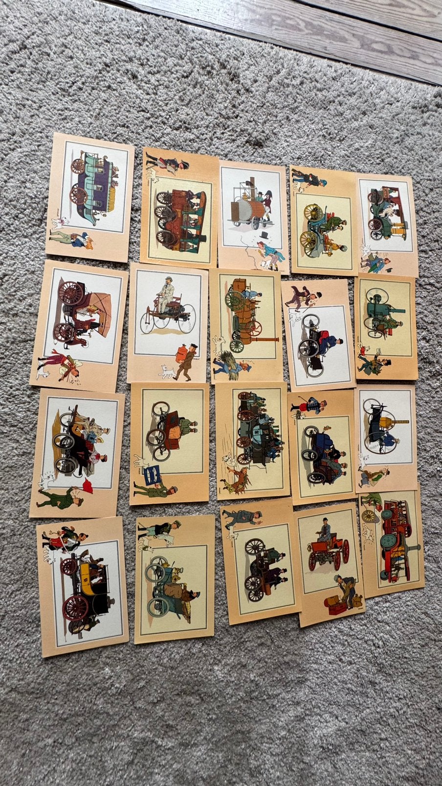 Lot de 46 cartes Chromos Tintin  – L'Automobile - annee 1900, Enlèvement, Utilisé, Plusieurs images