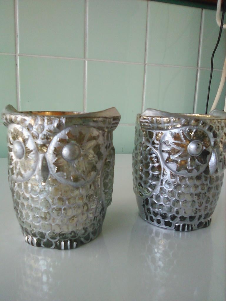 2x Mini Bloempotjes GLAS AFHALING LEES BESCHRIJVING, Tuin en Terras, Ophalen, Overige materialen, Gebruikt, Rond