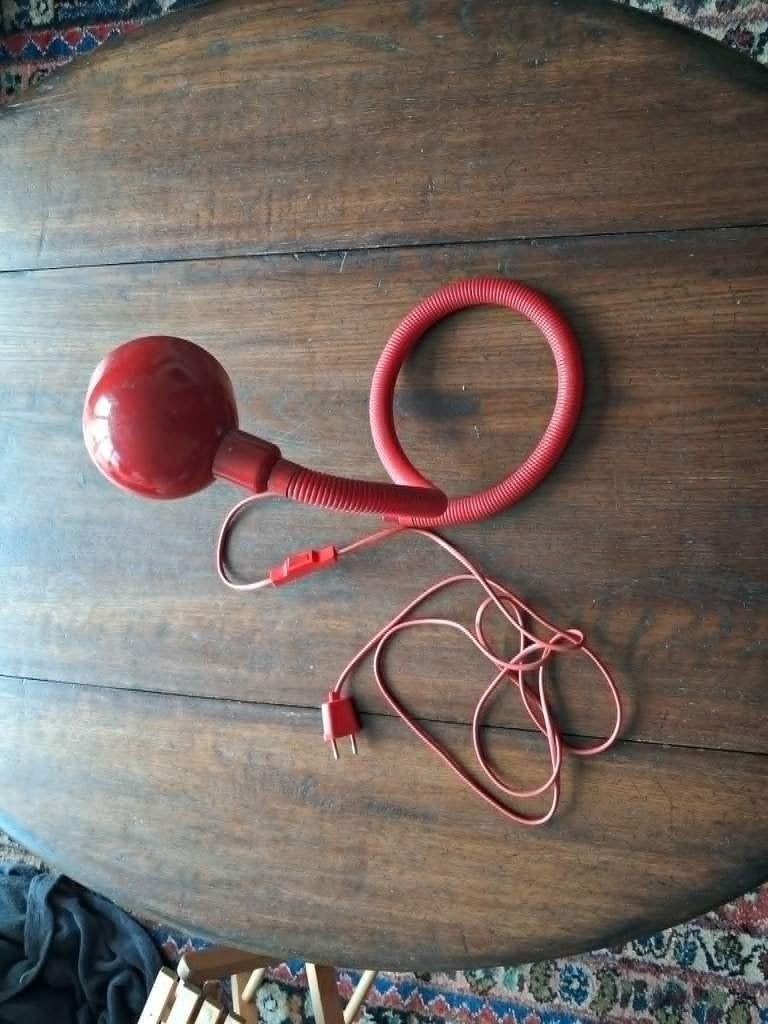 vintage flexibele rode snake lamp, Huis en Inrichting, Lampen | Tafellampen, Overige typen, Gebruikt, Vintage, Met schakelaar