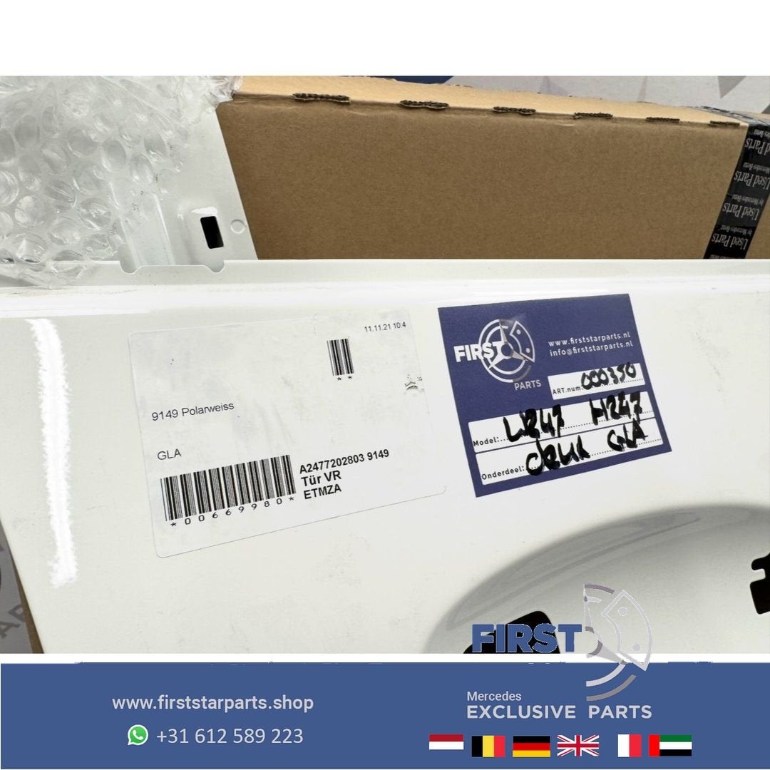 H247 GLA DEUR PORTIER RECHTS VOOR A2477202803 Mercedes GLA K, Utilisé, Porte, Avant, -