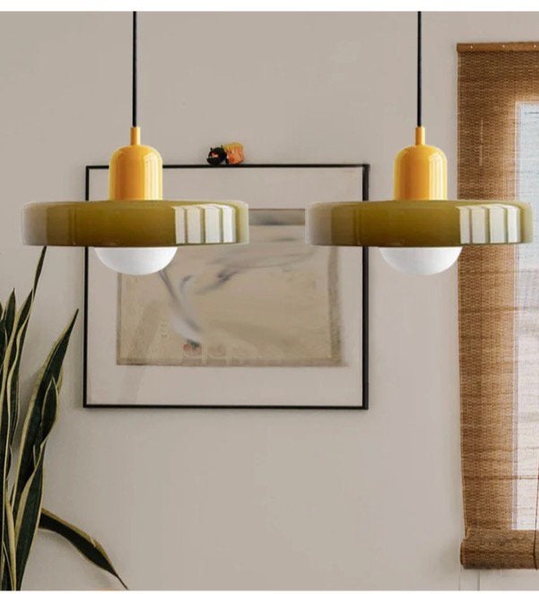Nieuwe hanglamp (Selva Bauhaus)- geel+ groen, Ophalen, Nieuw, Glas, Retro