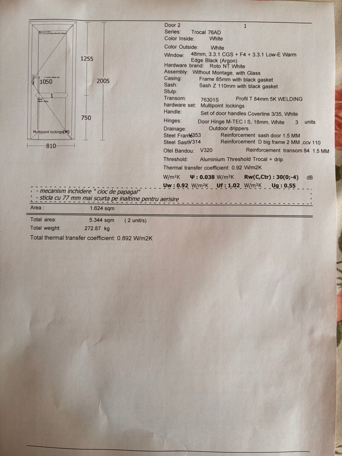 PVC buitendeur met glazen paneel + aluminium rolluik, Doe-het-zelf en Bouw, Ophalen, Zo goed als nieuw, Buitendeur