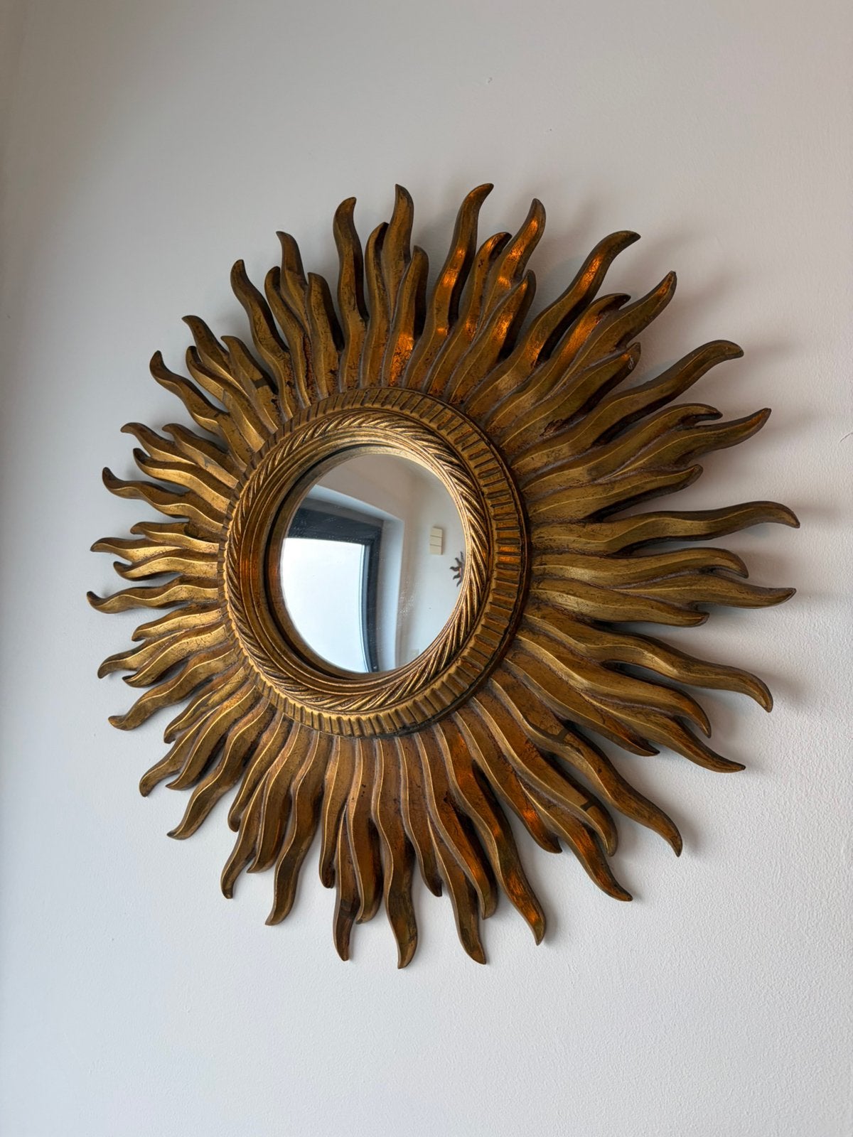 Vintage zonnespiegel, Huis en Inrichting, Woonaccessoires | Spiegels, Ophalen, Gebruikt