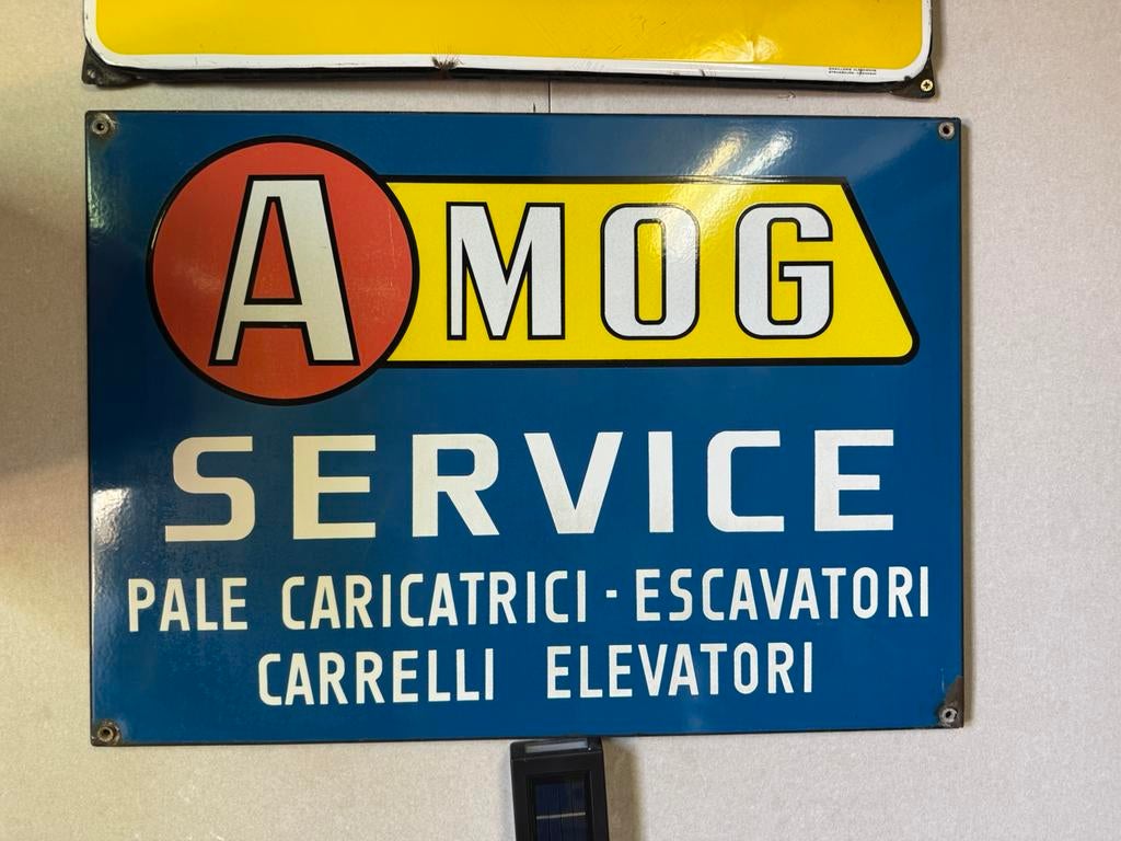 AMOG Service emaille reclamebord, Ophalen of Verzenden, Gebruikt, Reclamebord