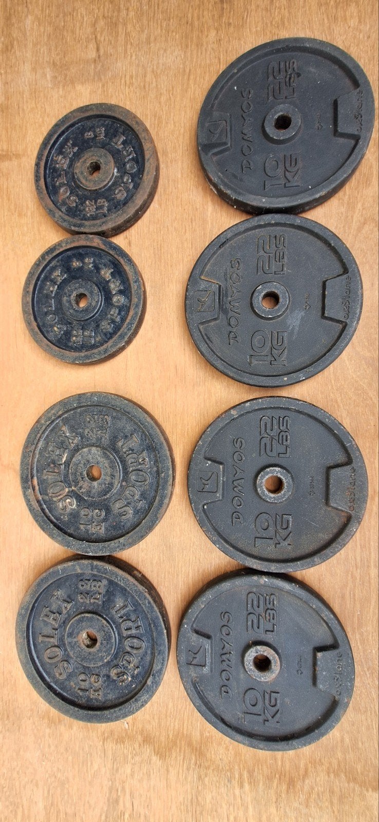 haltères 28mm disques 6x10kg et 2x6kg le lot50€, Sports & Fitness, Enlèvement, Utilisé, Haltère