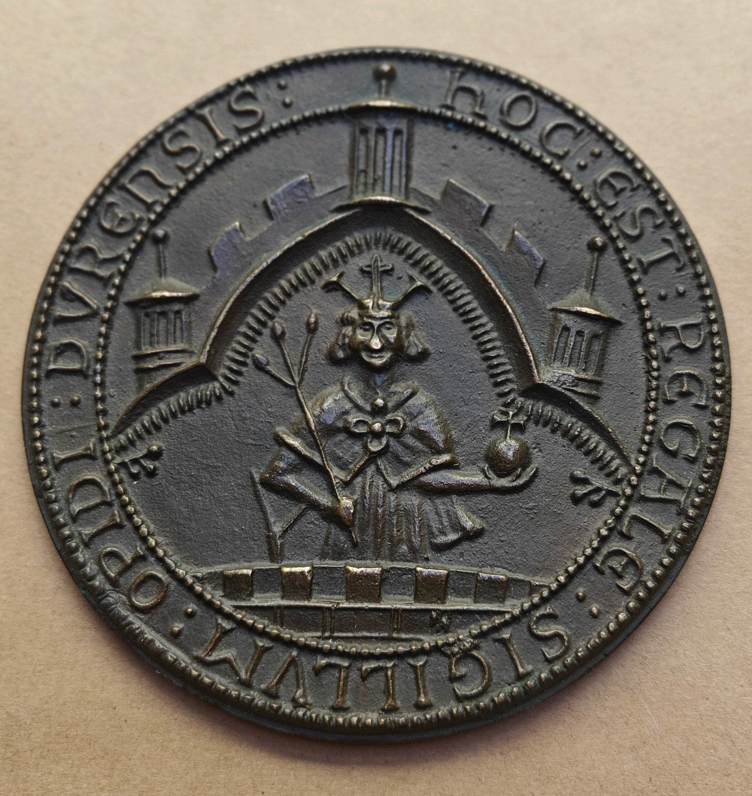 Antiek Duitse Stadszegel van Duren 1277 Brons, Ophalen of Verzenden, Brons