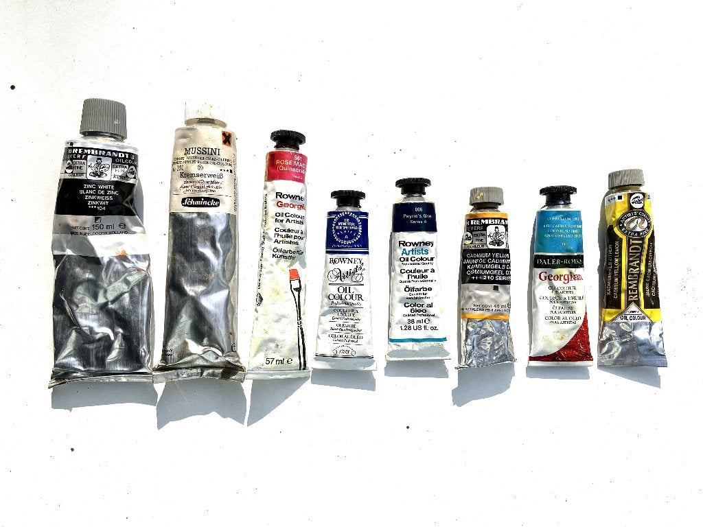 8 tubes de peinture à l'huile., Enlèvement, Utilisé, Peinture à l'huile