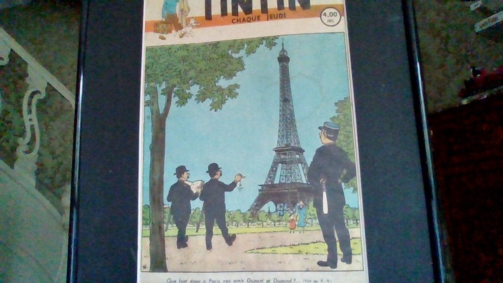 Ancienne affiche de tintin sur cadre, Ophalen