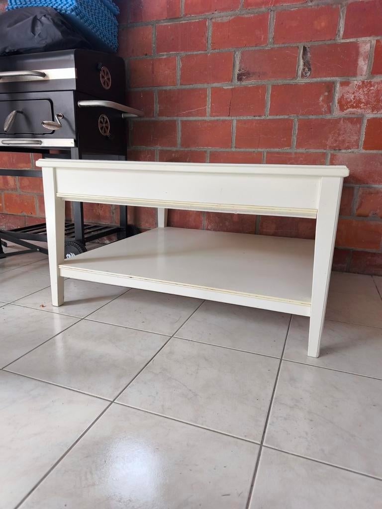 Witte salontafel met glazen blad en schuif, Enlèvement ou Envoi