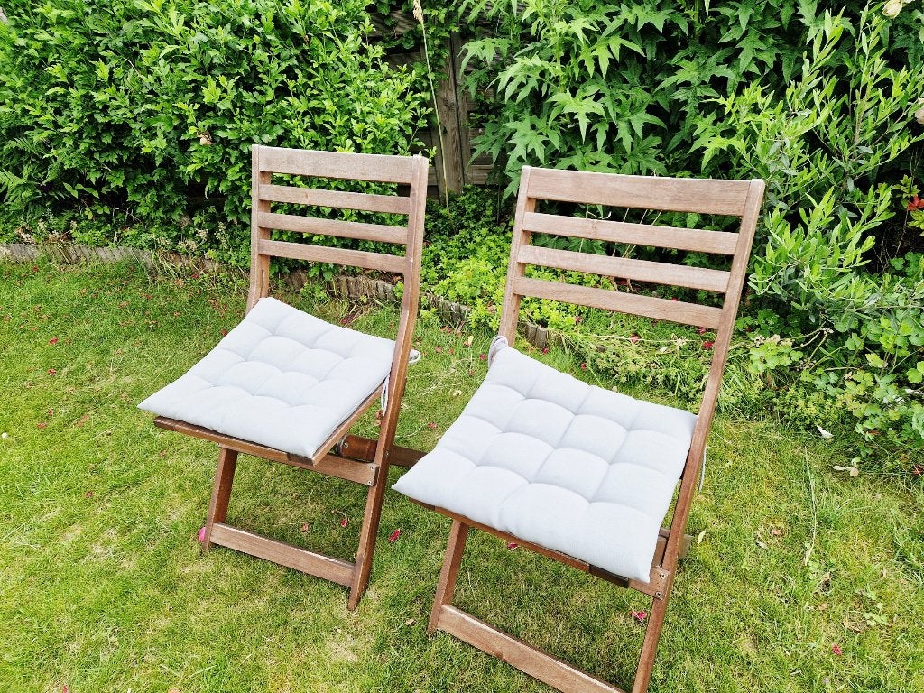 2 chaises pliantes de jardin IKEA avec coussins, Enlèvement, Utilisé, Bois, Pliant