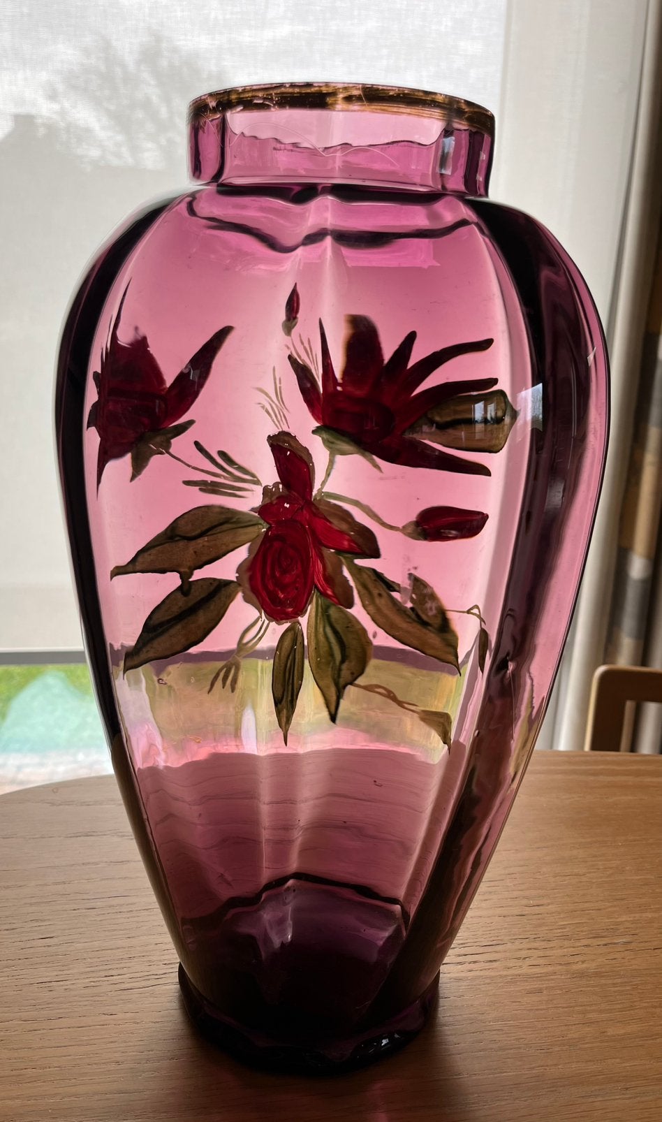 Grote Vintage Vaas 40 cm - Paars Amethist Glas Jaren 50, Enlèvement