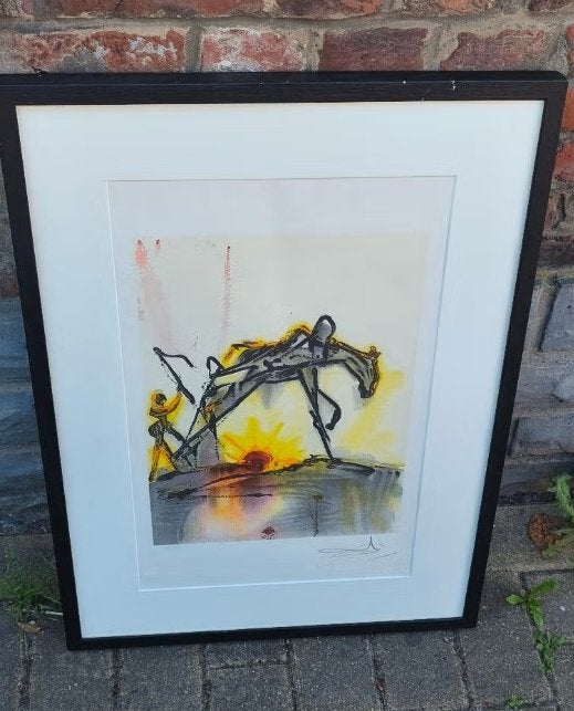 Lithographie le cheval de labeur signe Salvador Dali, Ophalen of Verzenden, Lithografie