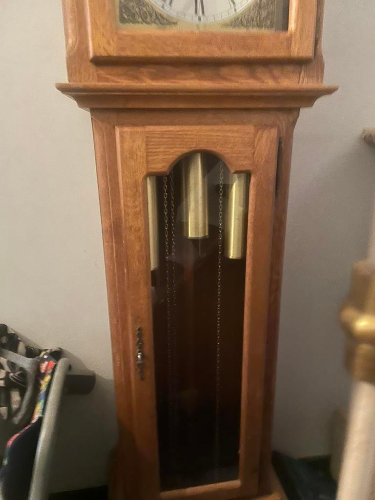 Oude antieke houten staande klok, Antiek en Kunst, Ophalen