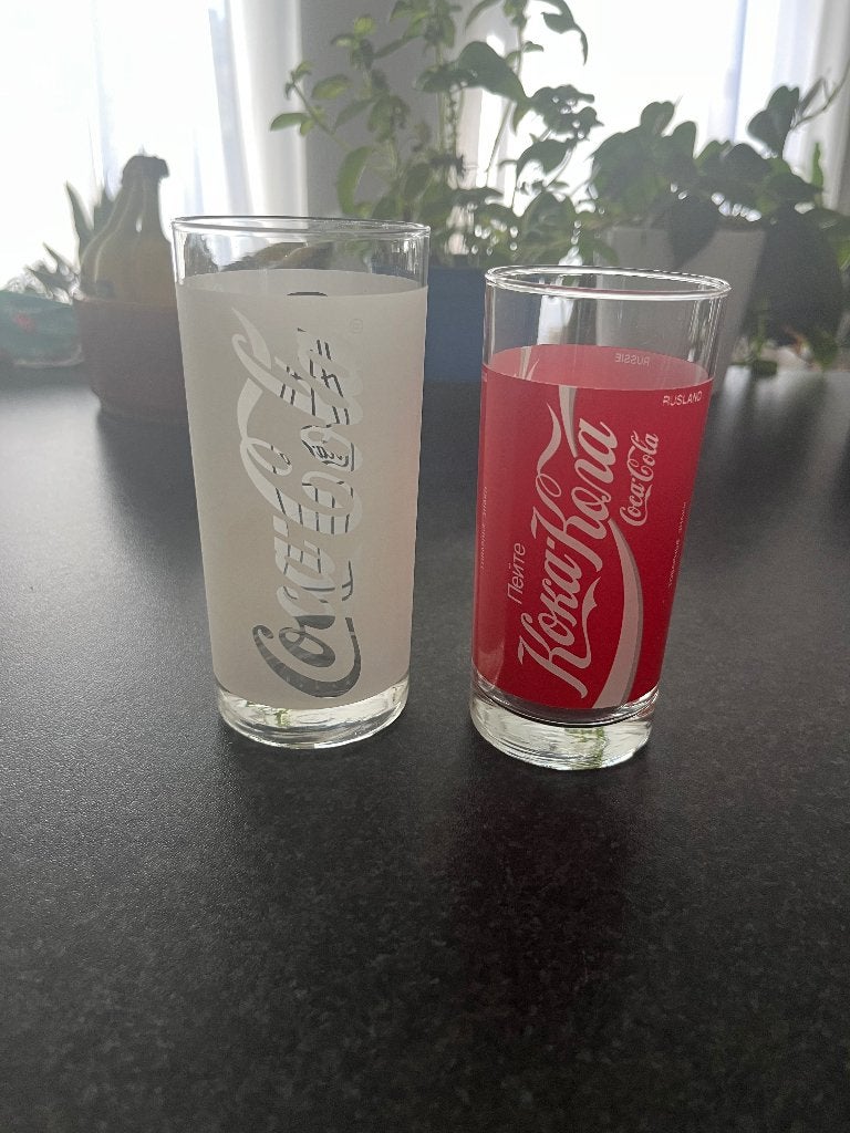 Vintage cola glazen, Verzamelen, Ophalen, Zo goed als nieuw, Frisdrankglas